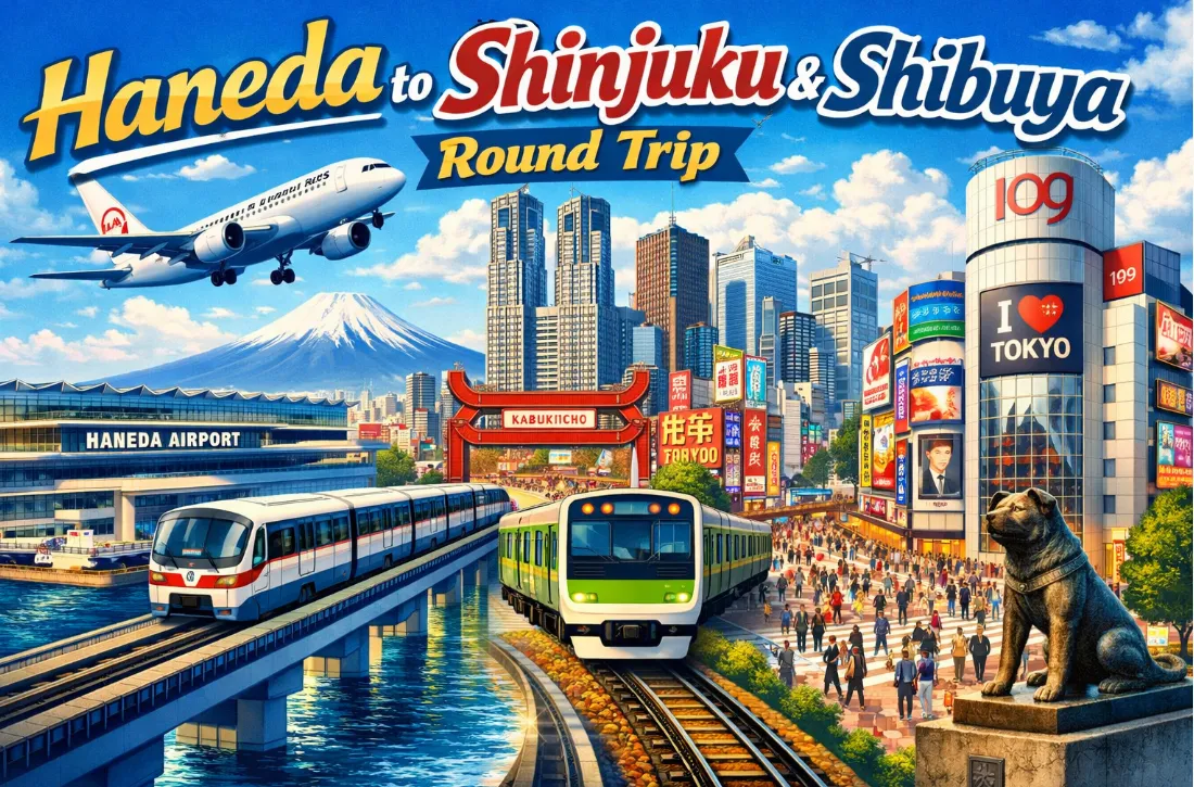 Haneda to Shinjuku & Shibuya Round Trip 2026: Cheapest, Fastest, No-Transfer & Late-Night Ways